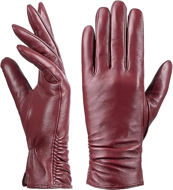 Factory Spot Women&prime;s Winter Touch Screen Gloves Pure Leather Motorcycle Cover Gloves