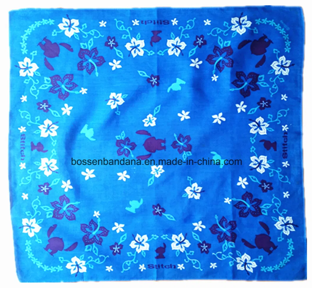 China Factory Produce Custom Design Paisley Print Blue Cotton Scarf