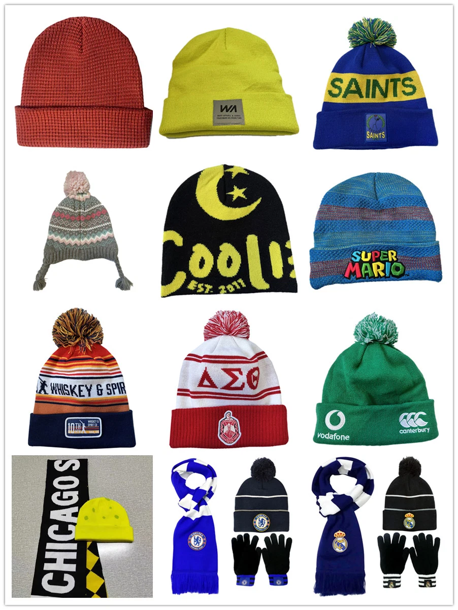 China Factory OEM Custom Design Jacquard Embroidery Winter Knitted Beanie Hat Scarf Gloves Set