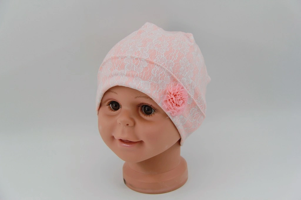 Jersey Child Hat with Print Baby Summer Hat with Lace Flower