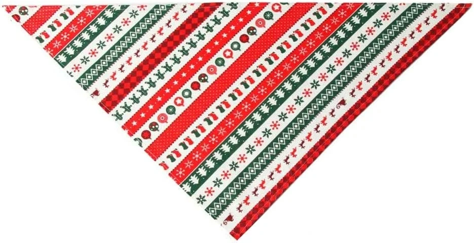 Hot Wholesale Christmas Triangle Pet Adjustable Curved Double Sided Polyester Triangle Tower Dog Bandana Scarf