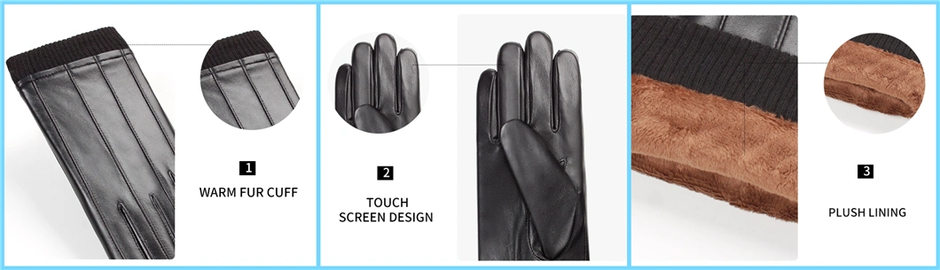 Wholesale Custom Women Men Winter Soft Sheep Black Patent Leather Gloves