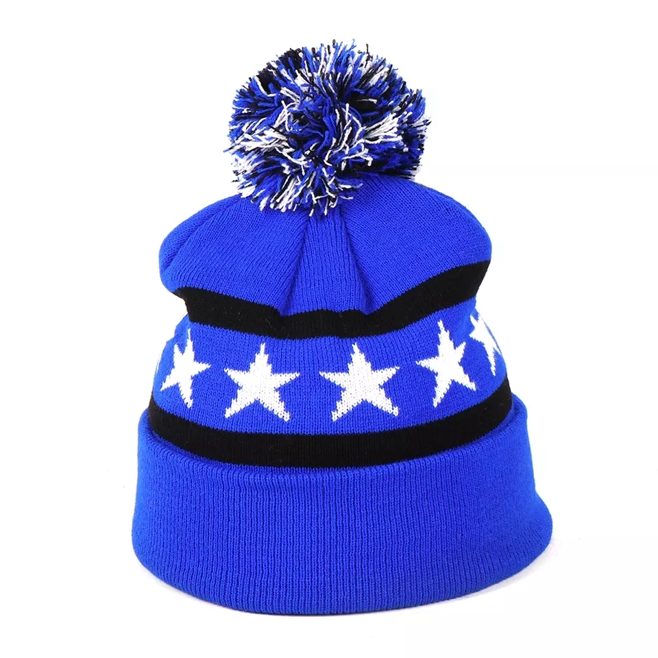 Custmo Logo Trendy High Quality Acrylic Warm Winter Hats Caps POM POM Knitted Beanie