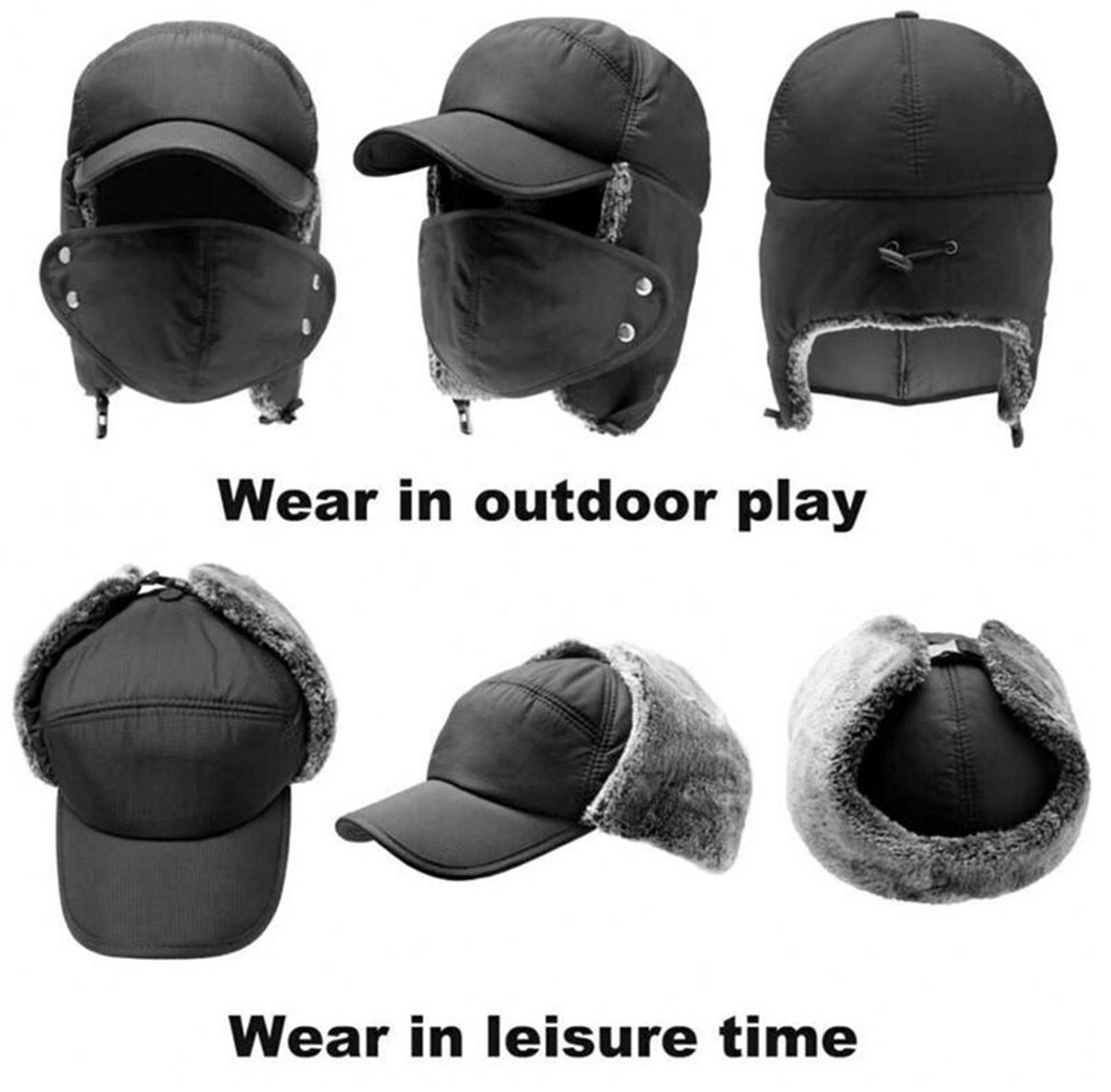 Russian Style Funny Winter Leather Trapper Hat Warm for Men Custom Logo Mens Winter Hat with Fur Wholesale