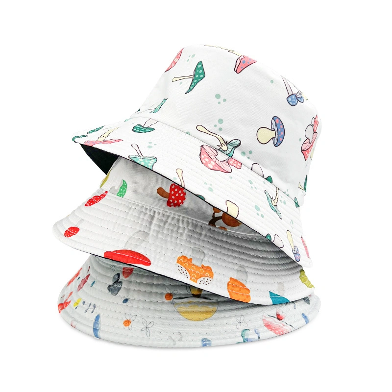 Customizable Cotton Mushroom Men&prime;s Women&prime;s Summer Outdoor Sun-Protection Double-Sided Cap Bucket Hat