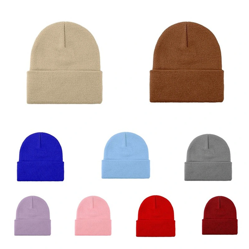 Custom Manufacturing with Logo Cuffed Plain Skiing Beanies Unisex Acrylic Winter Knit Beanie Hats