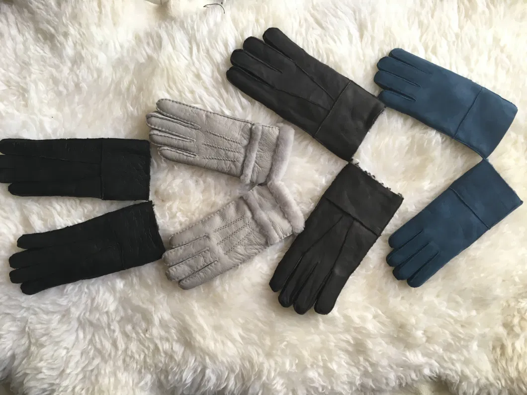 Wholesale Merino Sheepskin Wool Fingerless Gloves with Real Fox Hair