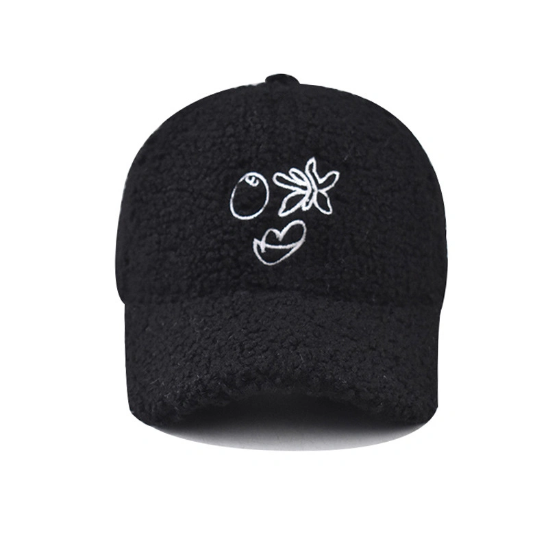 Wholesale Winter Warm Teddy Velvet Embroidery Logo Baseball Caps