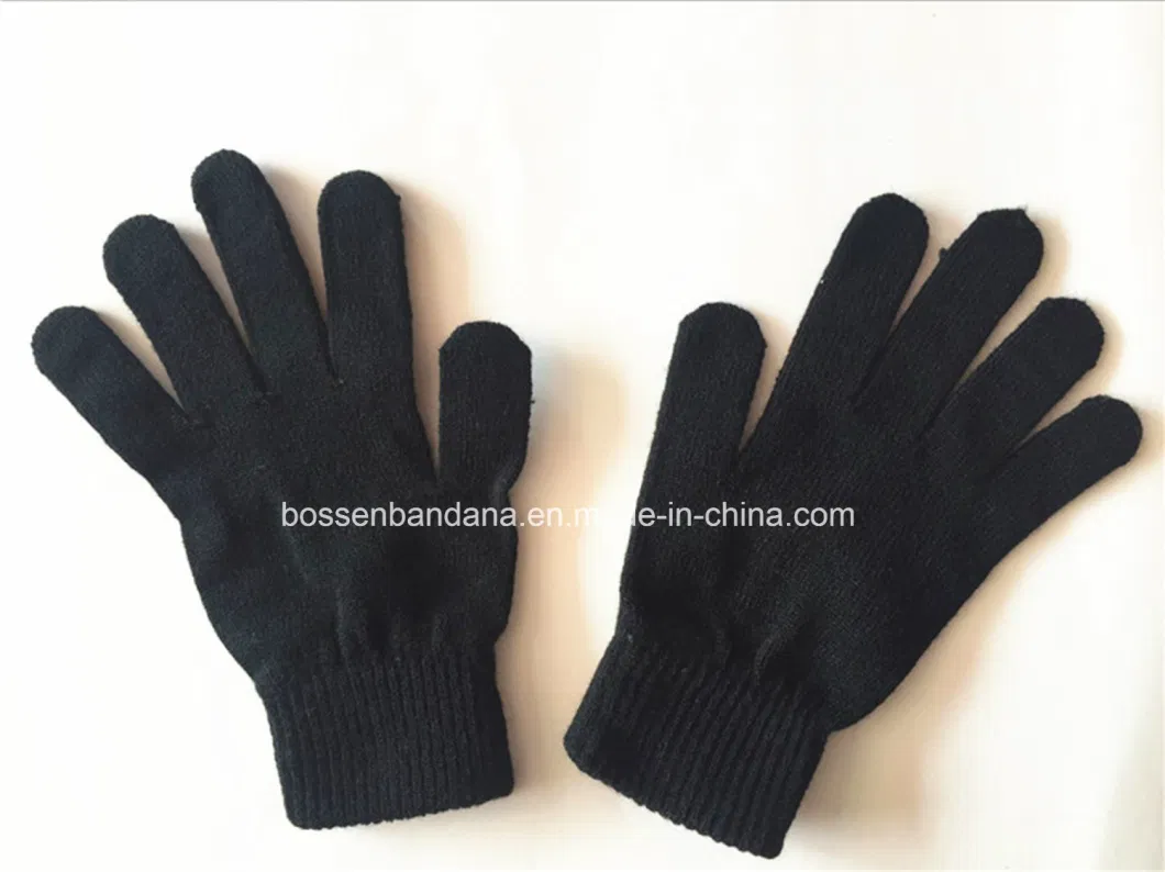 China Factory Produce Customized Logo Printed Red Acrylic Knitted Magic Touch Screen Gloves