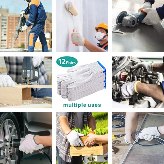 China Wholesale 10/7gauge Safety/Work/Construction Price Industrial/Working Hand Protective Guantes White Cotton Knitted Gloves