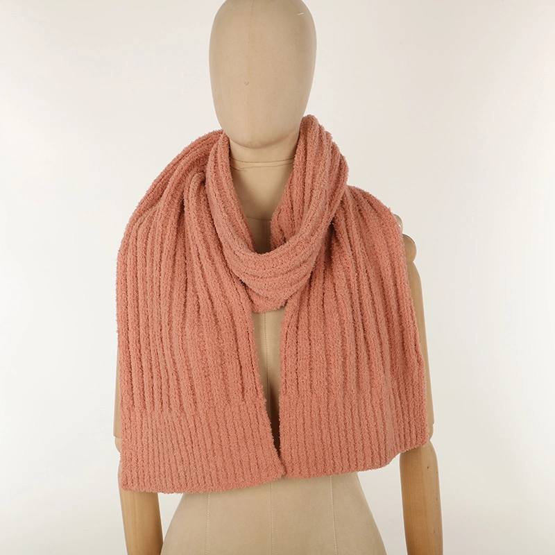 High Quality Unisex Plain Dyed Winter Knitted Knitting Other Scarves Knit Polyester Scarf