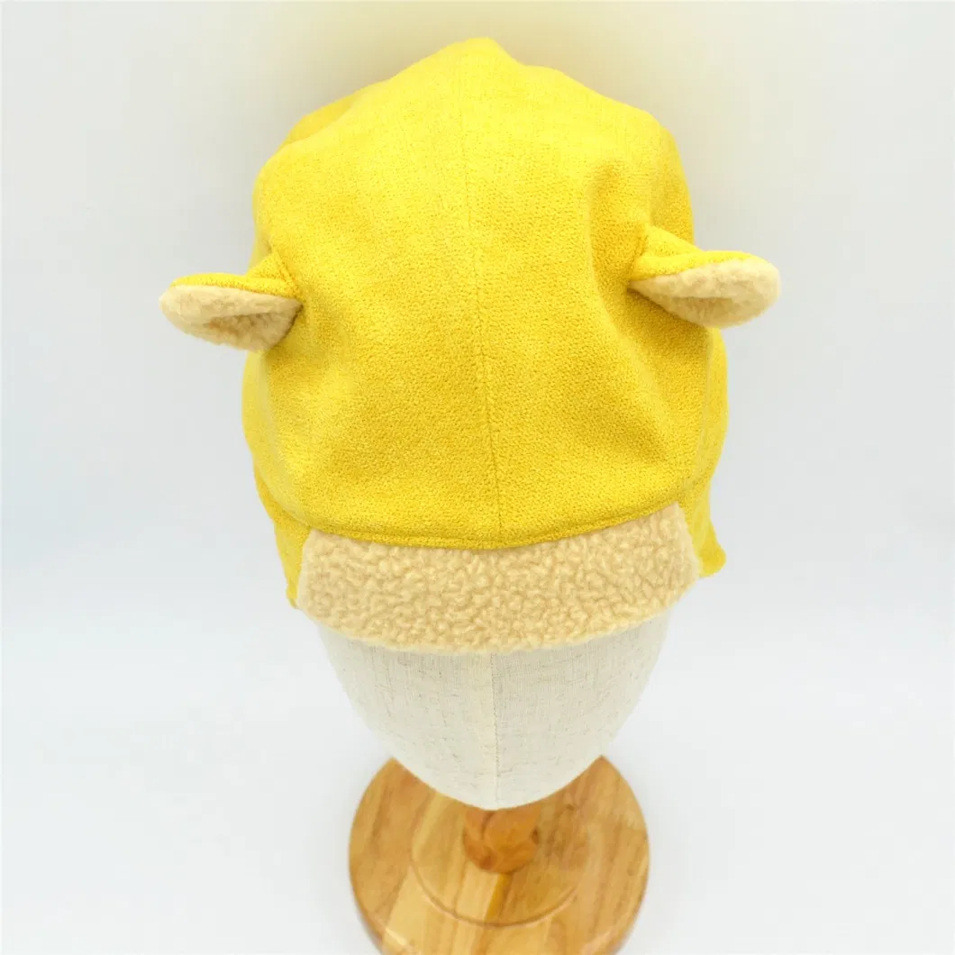 Polar Fleece Winter Custom Earflaps Ear Cover Protection Yellow Kids Children Aberage Size Thickened Warm Hat Cap