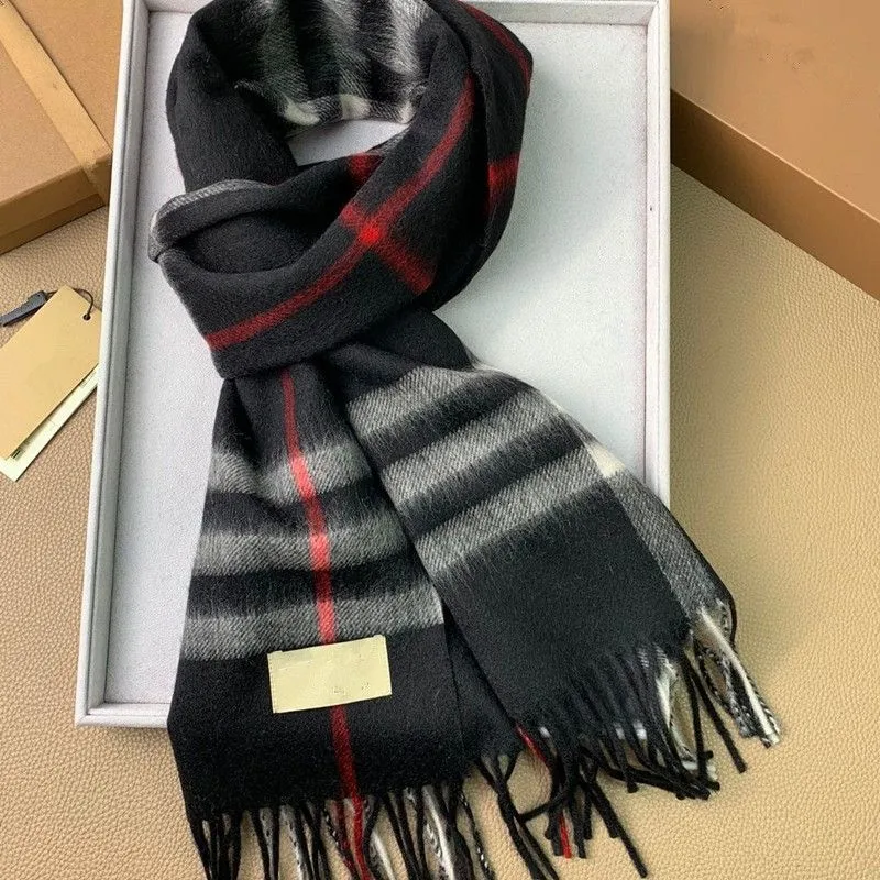 Fashion Luxury Brand Letter Stripe Cashmere Scarf Winter Thickening Warm Tassel Shawl Famous Designer Scarf