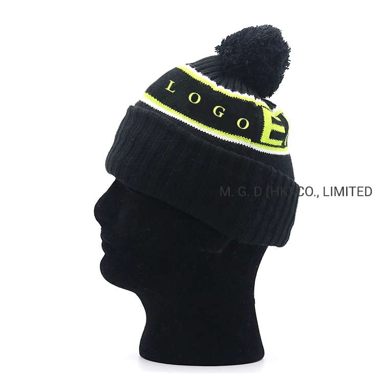 Knitted POM POM Winter Ountdoor Velvet Warm Polyester Jacquard Beanie