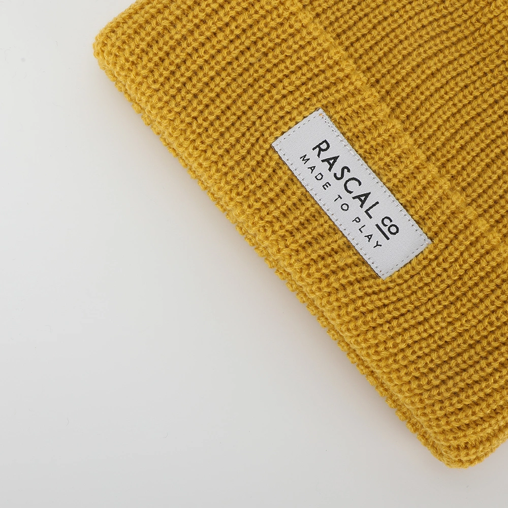 Unisex Custom High Quality Plain Slouchy Cuff Design My Woven Label Logo Knitted Fisherman Beanie Acrylic Skull Cap Winter Hat