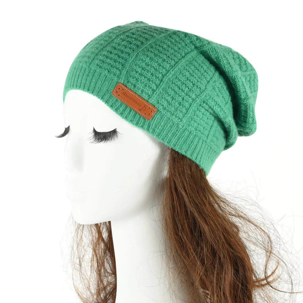Women&prime;s Textured Knitted Beanie Hats Hip-Hop Baggy Hat