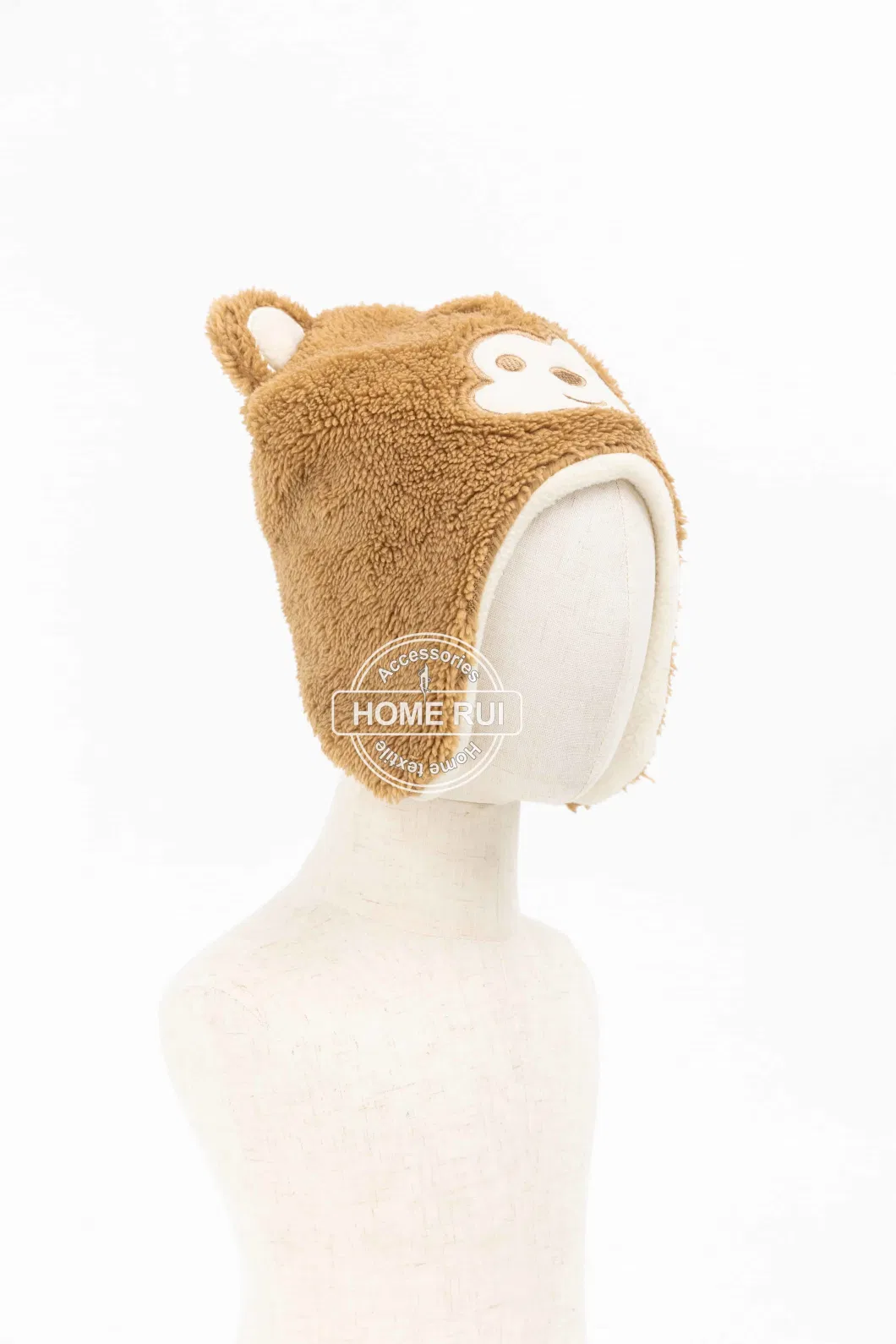 Toddler Baby Children Winter Outdoor Camel Cute Monkey Face Embroidery Eyes Animal Shape Casual Bonnet Cap Hat Beanie