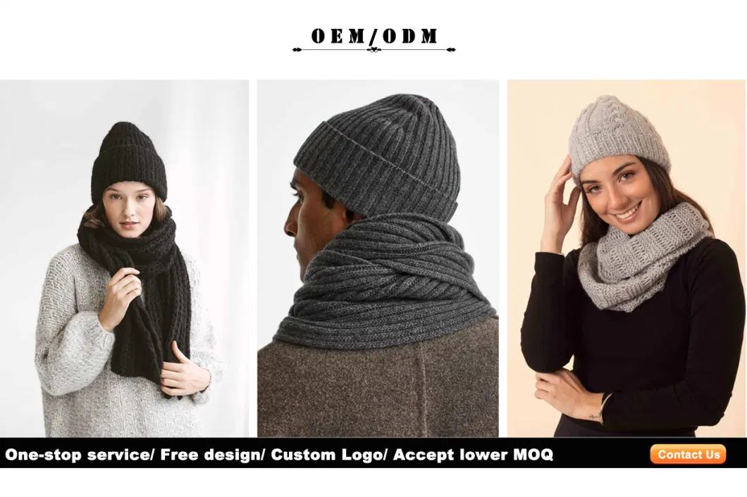 Unisex Women Oetmeal Beanie Scarf Winter Sets Warmer Chunky Thicken Hat Cap Neckgaiter Oversize Bobble Knit Snood POM Hat Bonnet