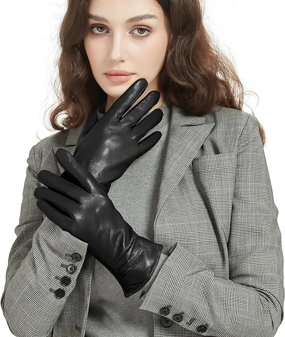 Factory Spot Women&prime;s Winter Touch Screen Gloves Pure Leather Motorcycle Cover Gloves