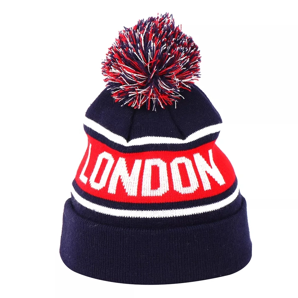 Custmo Logo Trendy High Quality Acrylic Warm Winter Hats Caps POM POM Knitted Beanie