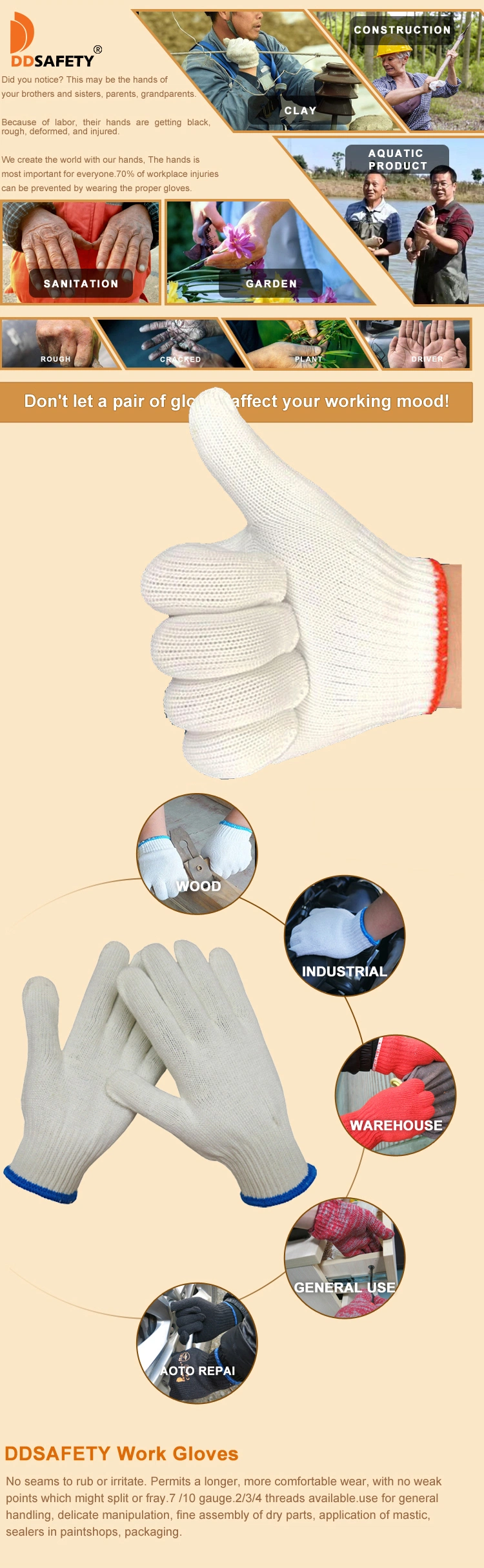 Adult Winter White Acrylic Knitted Magic Gloves Luvas Guantes