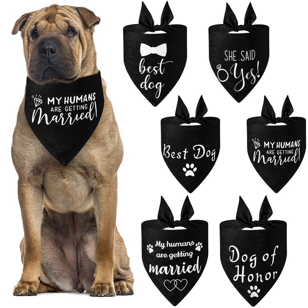 2022 Hot Sell Cross-Border Dog Bandana Wedding Banquet Black Suit Dog Saliva Towel Dog Head Scarf