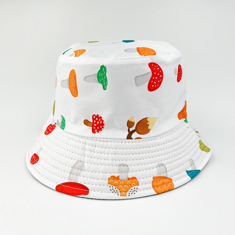 Customizable Cotton Mushroom Men&prime;s Women&prime;s Summer Outdoor Sun-Protection Double-Sided Cap Bucket Hat