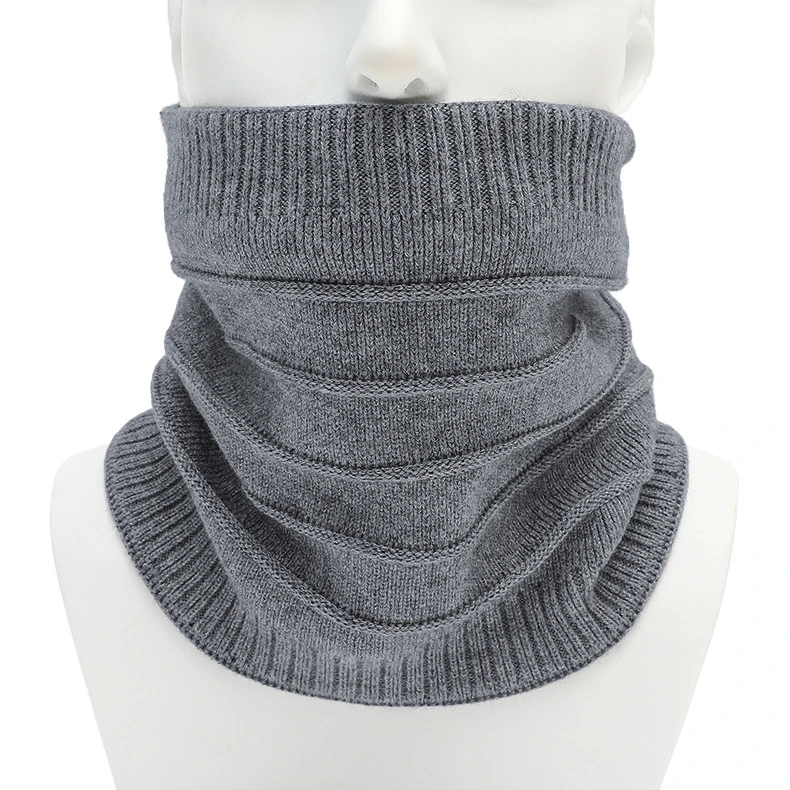 Warm Winter Fluff Line Striped Bib Solid Color Knitting Snood False Collar Thick Knit Pullover Scarf for Man and Women