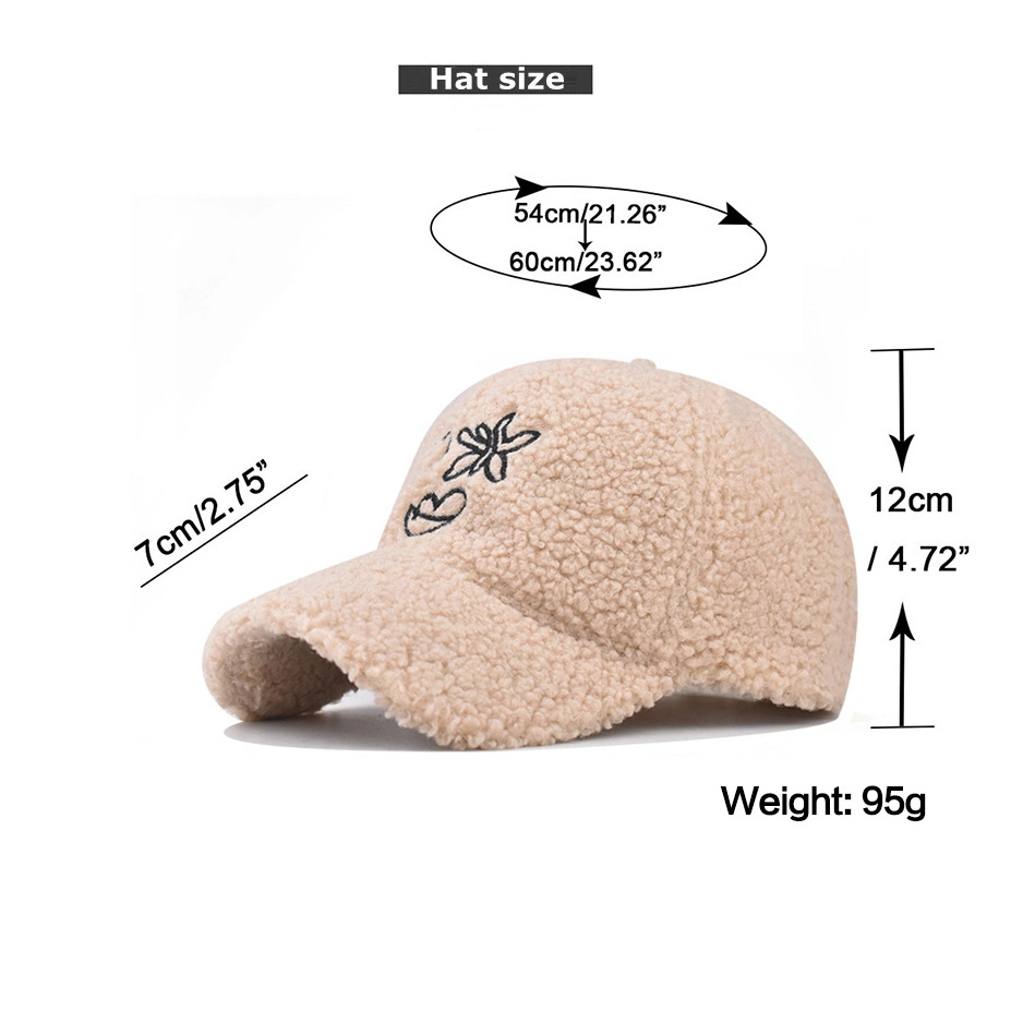 Wholesale Winter Warm Teddy Velvet Embroidery Logo Baseball Caps