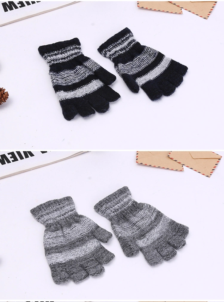 Cheap Mohair Wool Acrylic Brushed Half Finger Fingerless Magic Knit Gloves Plush