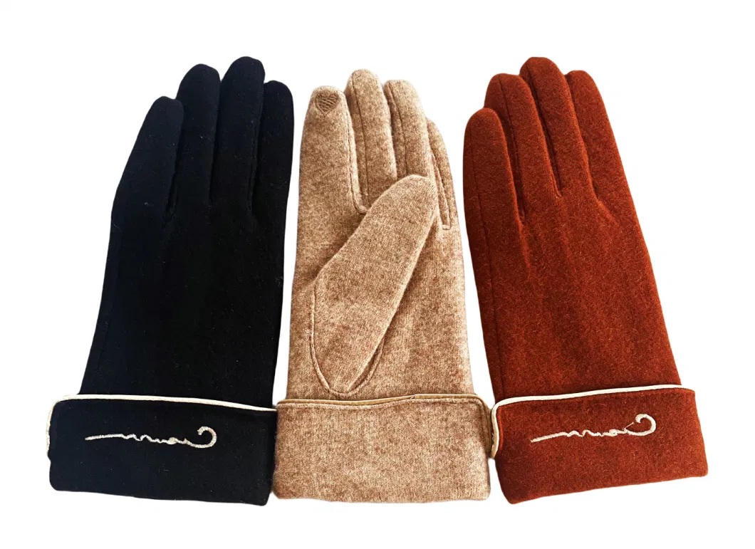 Fashion Women Gloves Made with Wool Fabric (JKG-2113)