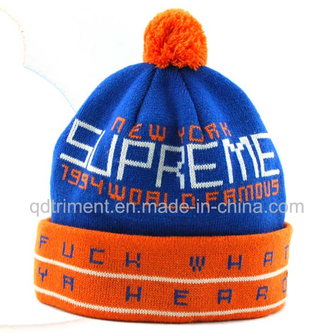 Acrylic Flame Jacquard Sport Ski Knitted Beanie Hat (TRK012)