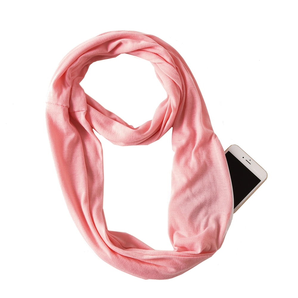 Pockets Infinity Scarf with Hidden Zipper Storage in Jersey Fabric