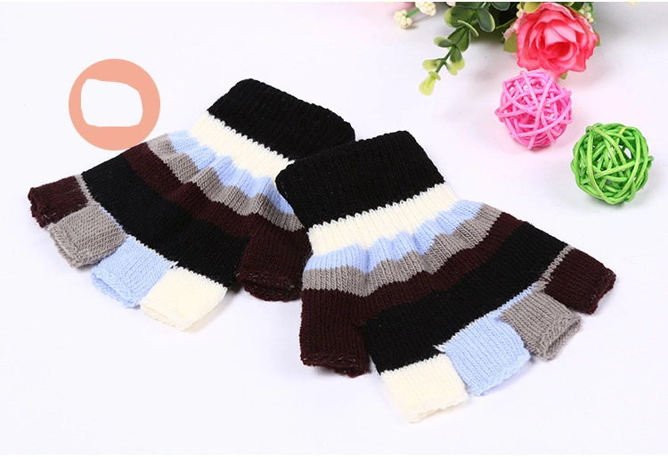 Winter Warm Acrylic Fingerless Half Finger Computer Magic Gloves Student Writing Cheap Low Price Colorful