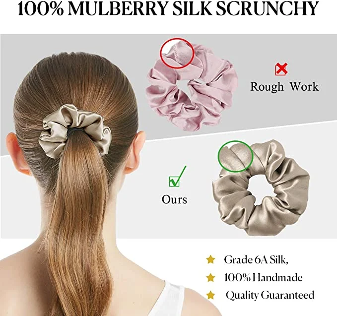 Popular Hair Bands Silk Accessories Beautiful Silk Scrunchie 16mm 100% Silk Hair Ties Elastics