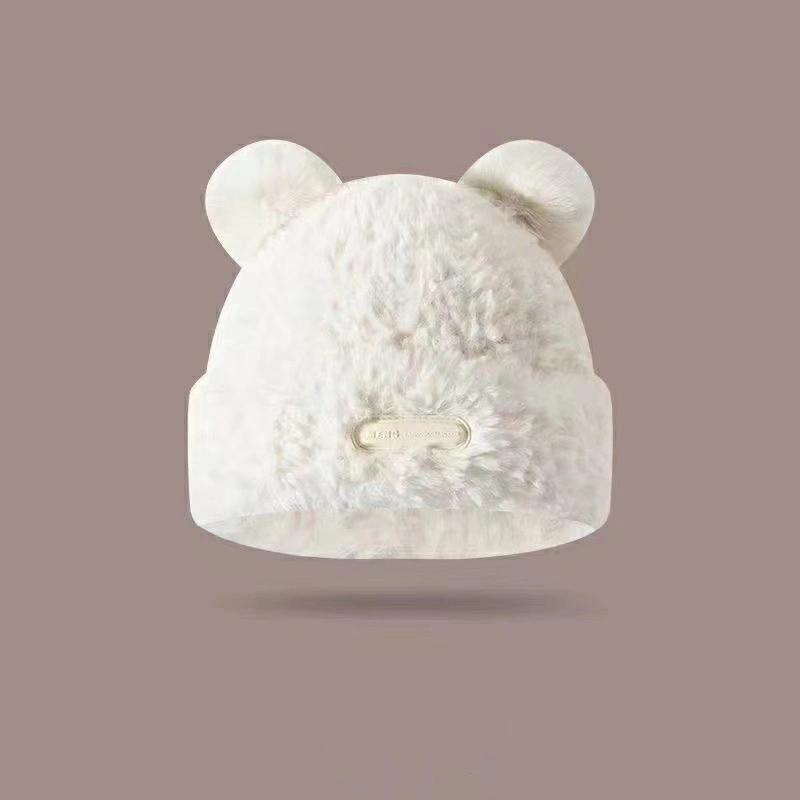 Sweet Cute Bear Ear Hat Female Winter Warm and Thick Plush Ear Protection Hat