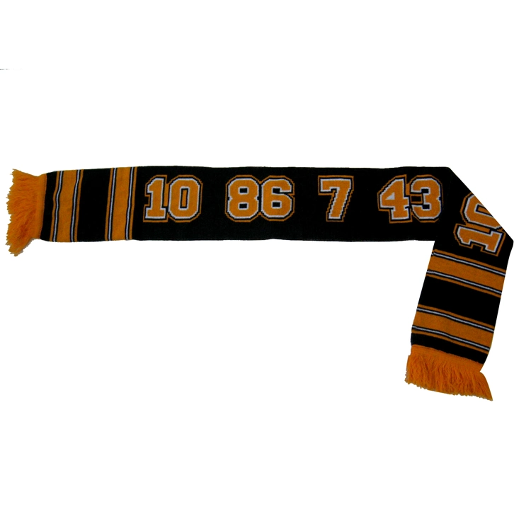 Custom Slogan Logo Knitting Jacquard Delicate Tassel Basketball Football Fan Scarf Fan