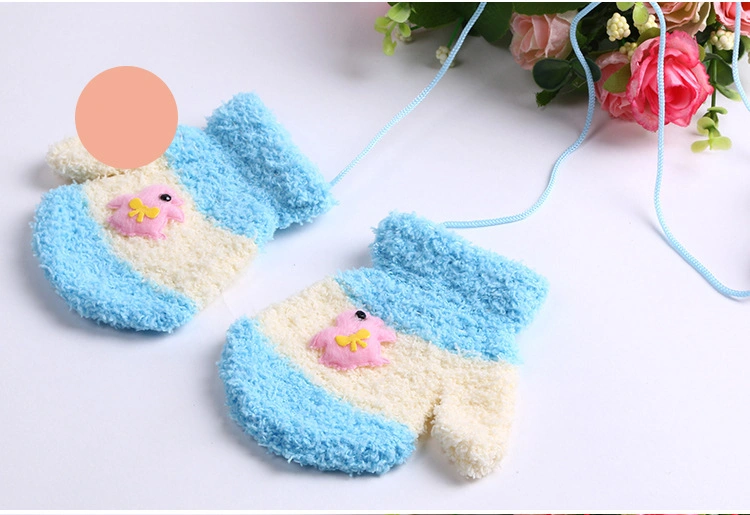 Softee Cozy Winter Knit Magic Mitten with String Applique Decoration Mitt Kids Children