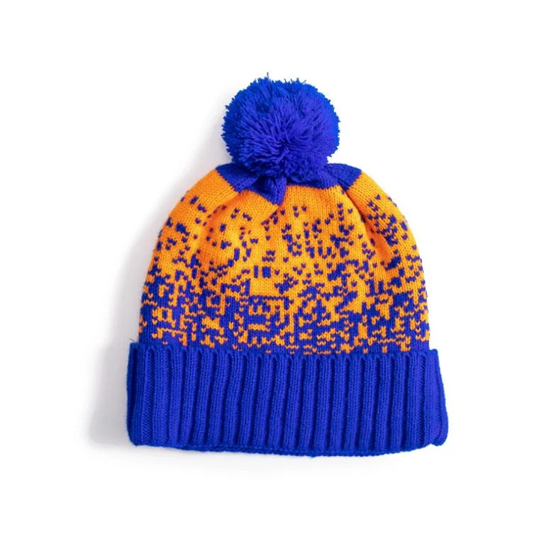 High Quality Promotional Acrylic Jacquard Embroidery Logo POM POM Beanie