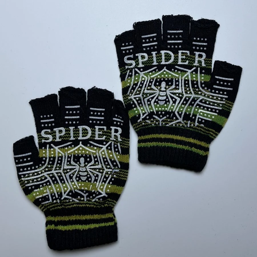 Fingerless Spider Print Anti Slip Half Finger Winter Magic Gloves Knit Cheap Factory Wholesale