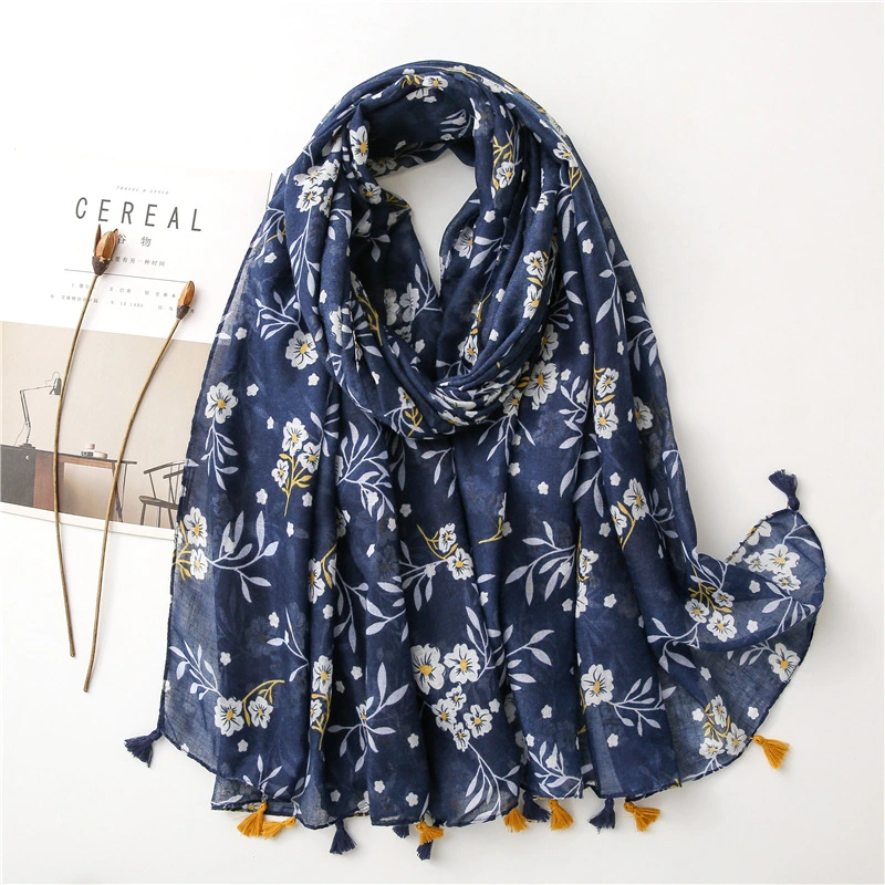 Fashion Vintage Bohemian Ethnic Scarf Boho Prints Shawl Long Tassels Warm Hijab Geometry Cotton Feeling Flora Printing Scarf for Women