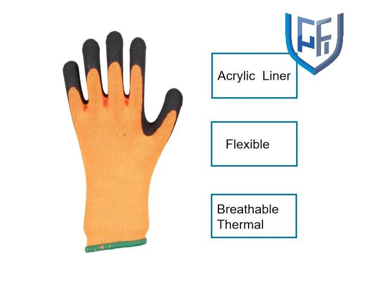 Acrylic Warm Liner Half Acrylic Coated Foam Latex Dipped Mens Winter Work Gloves for Low Temperature