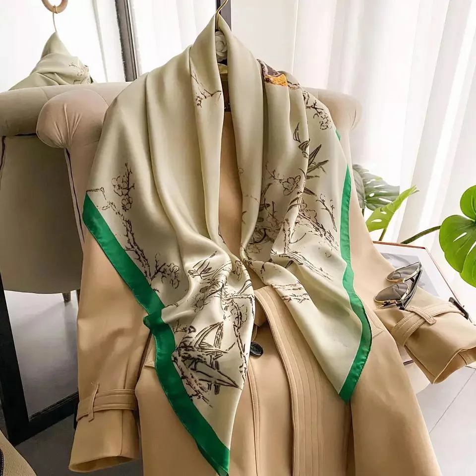 Luxury Silk Modal Scarf Scarves Square Vintage Shawl Satin Silk Head Scarf