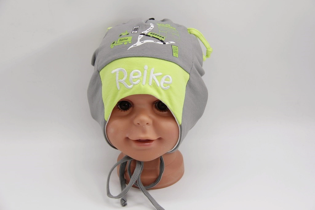 Double Layer Summer Jersey Child Hat with Embroidery and Print