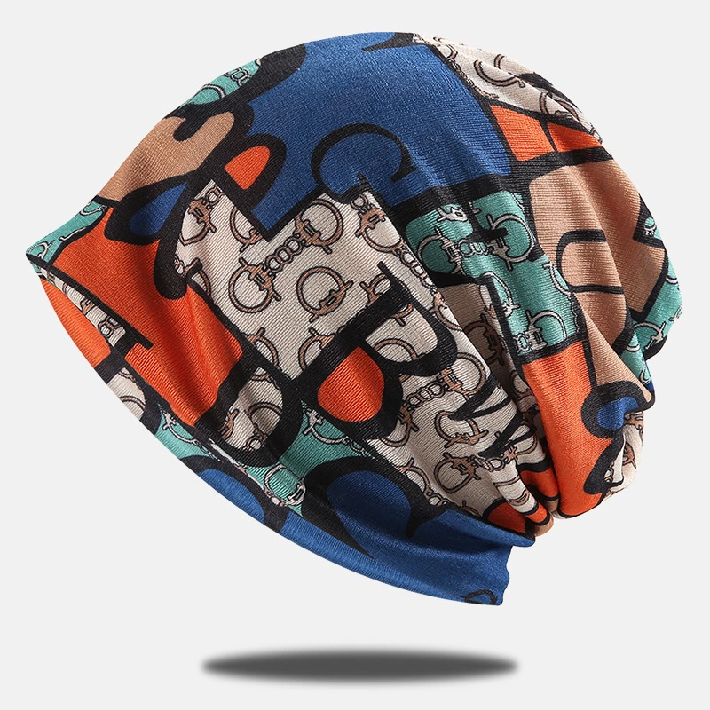Hat Lady Spring and Autumn Thin Style Hollow Outdoor Cycling Scarf Hat Breathable Print Bib Dual Use Pile Pile Baotou Hat