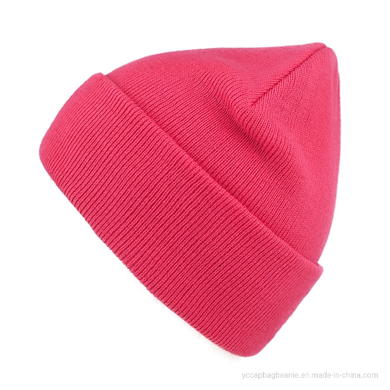 Wholesale Custom Recycle Acrylic Wool Plain Warm Winter Football Knit Hat Beanie