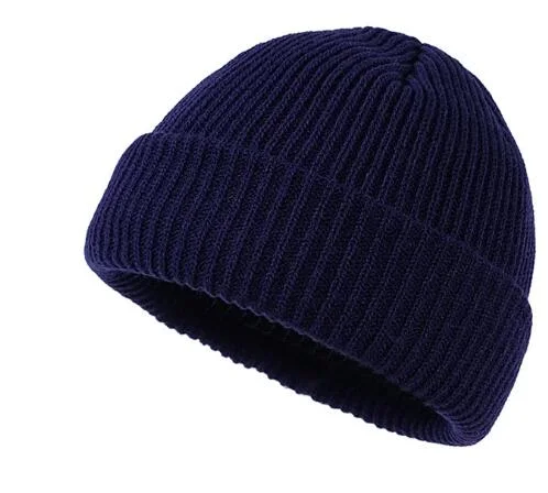 OEM Plain Knitted Beanie Cheap Wholesale Winter Outdoor Ski Black Classic Cuffed Beanie