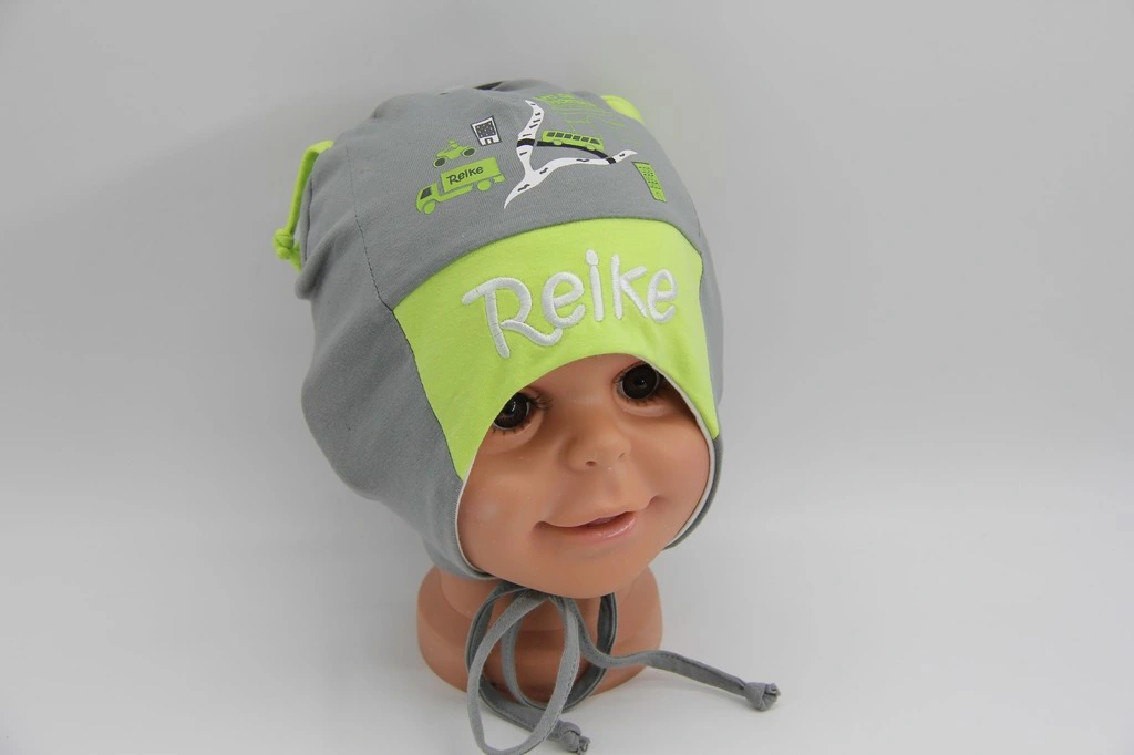 Double Layer Summer Jersey Child Hat with Embroidery and Print