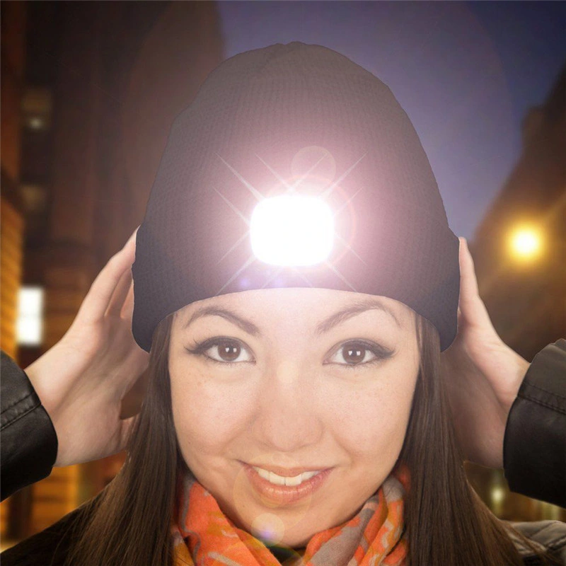 New LED Lighted Beanie Cap Hip Hop Men Women Knit Hat