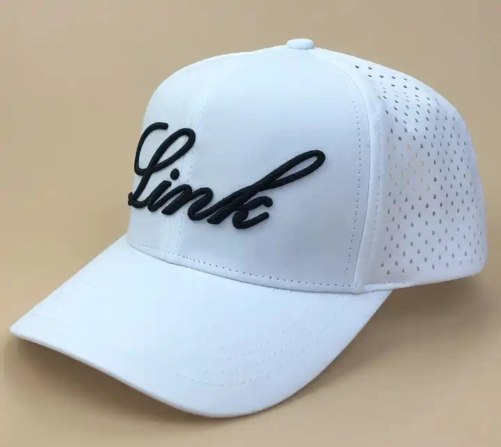 Custom Brand Performance Golf Cap Water Resistance Cap Hat Embroidery Logo Waterproof Baseball Cap Laser Cut Hole Polyester Perforated Mens Sports Golf Hat